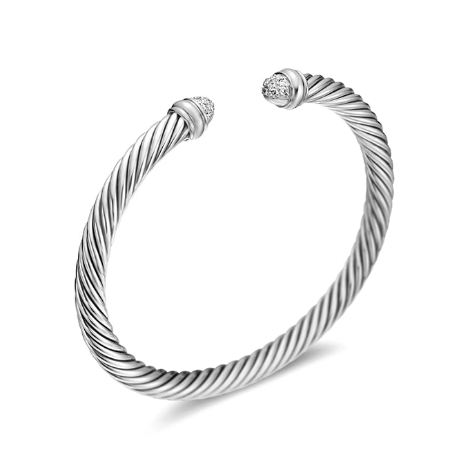 David Yurman Classic Cable Bracelet with Pavé Diamond Domes