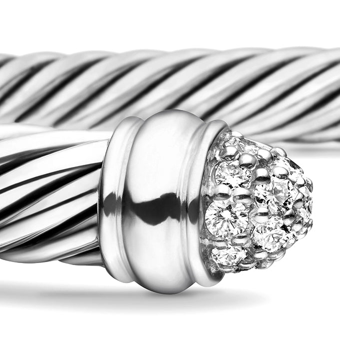 David Yurman Classic Cable Bracelet with Pavé Diamond Domes