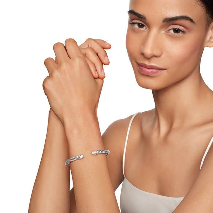 David Yurman Classic Cable Bracelet with Pavé Diamond Domes